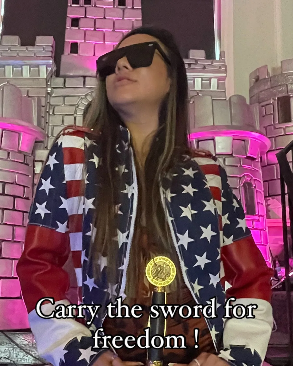 Patriot at castle event wearing Kaptain jacket